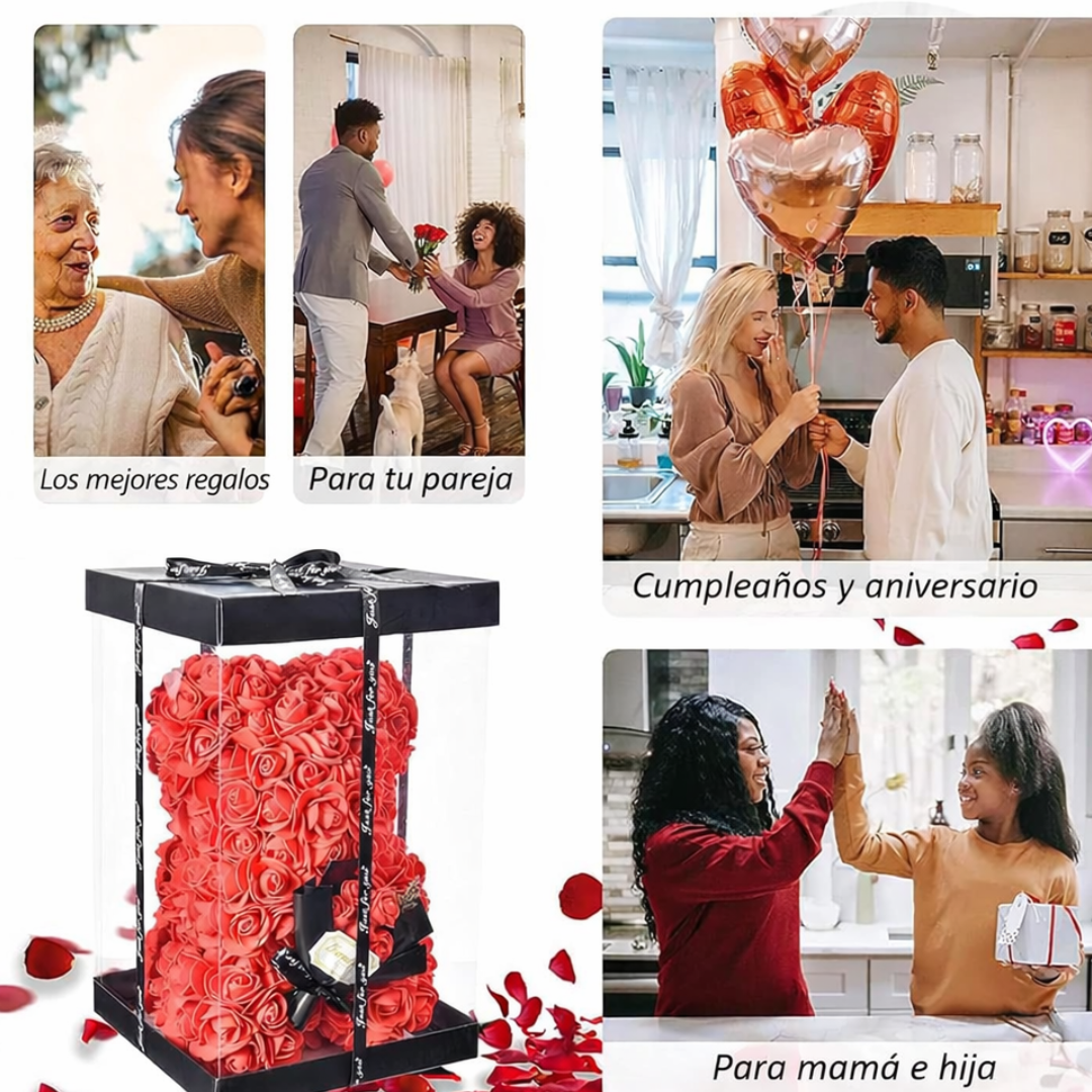 Oso de peluche de flores